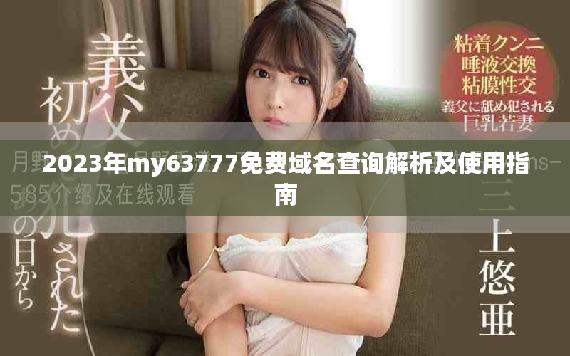 2023年my63777免费域名查询解析及使用指南